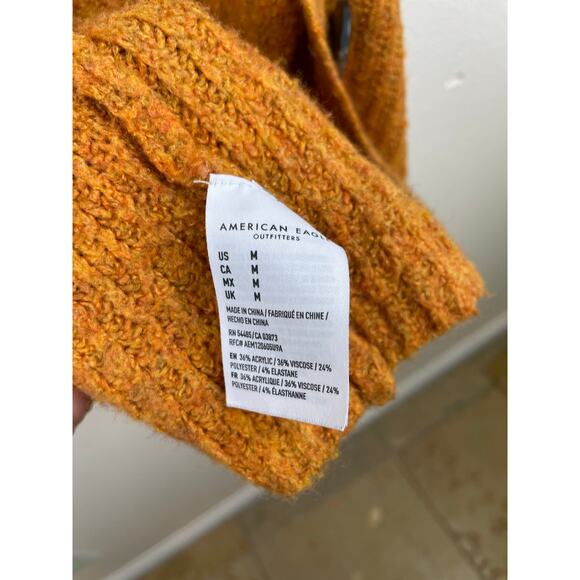 American Eagle Womens Cardigan Sz M Oversized Cobain Indie Hipster Grunge Orange - Picture 6 of 11